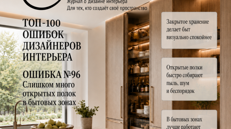 Топ-100 ошибок дизайнеров интерьера. Ошибка №96 - слишком много открытых полок в бытовых зонах