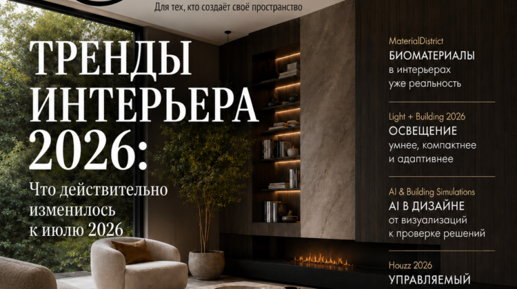 Тренды в интерьере 2026: биоматериалы, AI, адаптивное освещение и управляемый ремонт